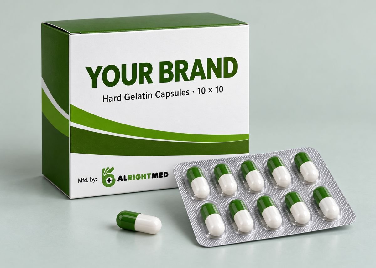 Capsules packed under your brand name, manufactured by Alrightmed