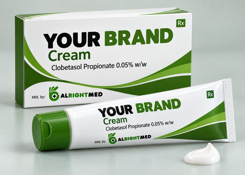 Clobetasol Propionate Cream — Clobetasol Propionate 0.05% w/w, manufactured under your brand by Alrightmed