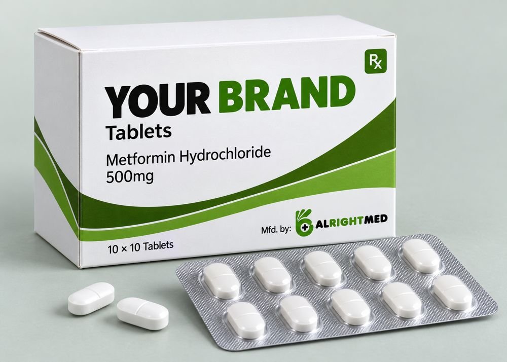 Metformin Tablets — Metformin Hydrochloride 500mg / 1000mg, manufactured under your brand by Alrightmed