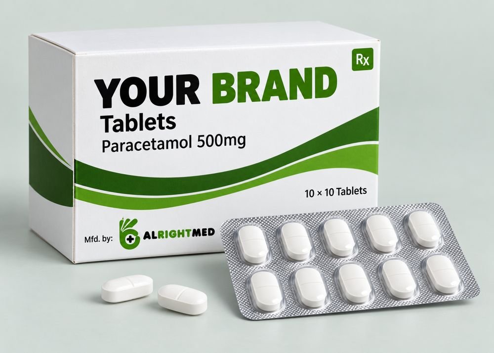 Paracetamol Tablets — Paracetamol 500mg / 650mg, manufactured under your brand by Alrightmed
