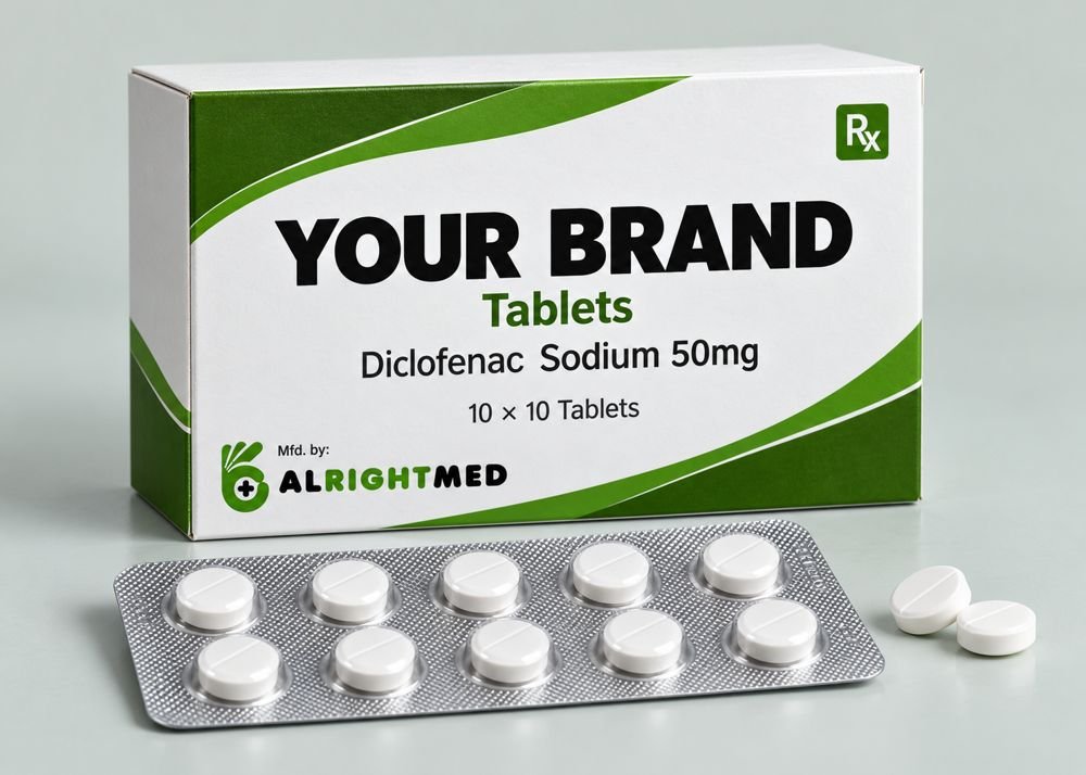 Diclofenac Tablets — Diclofenac Sodium 50mg, manufactured under your brand by Alrightmed