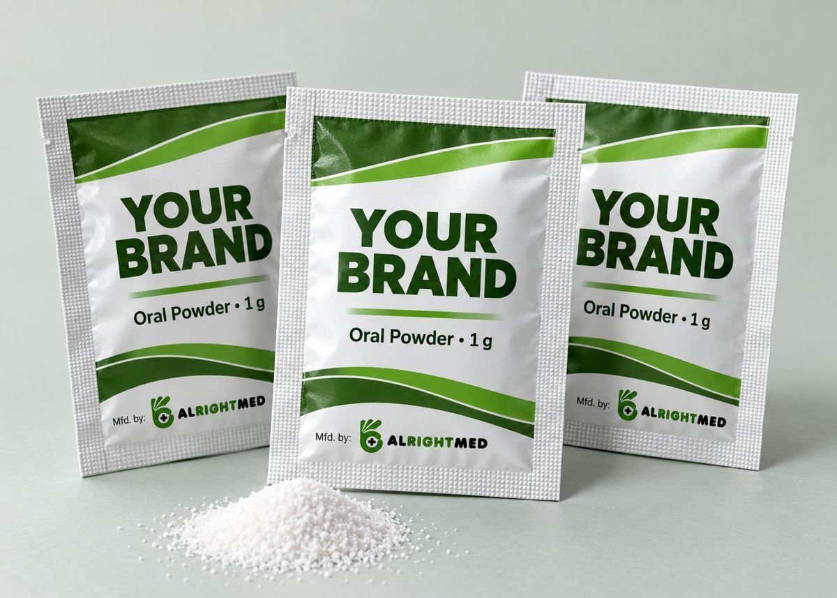 Sachets packed under your brand name, manufactured by Alrightmed