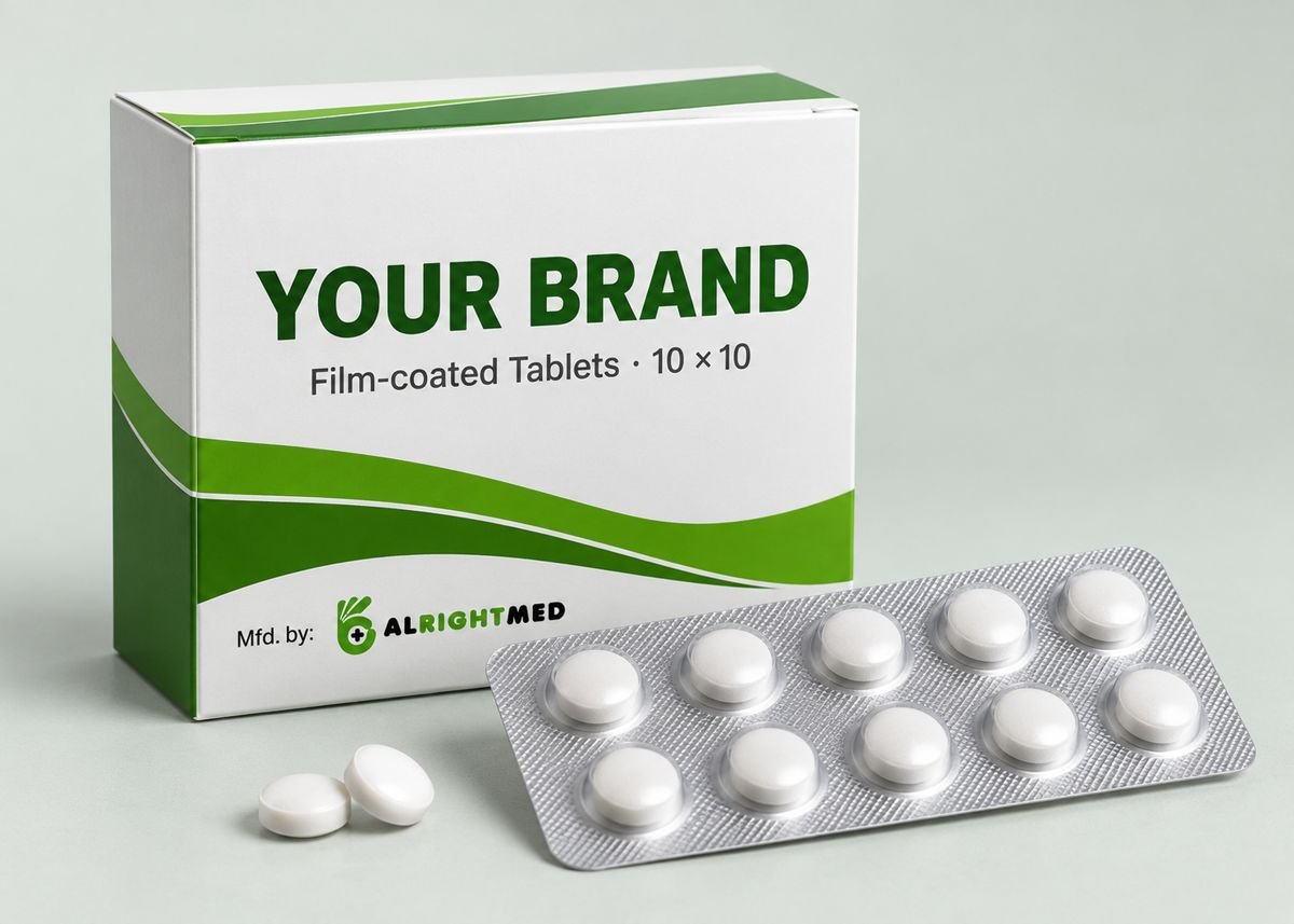 Tablets packed under your brand name, manufactured by Alrightmed