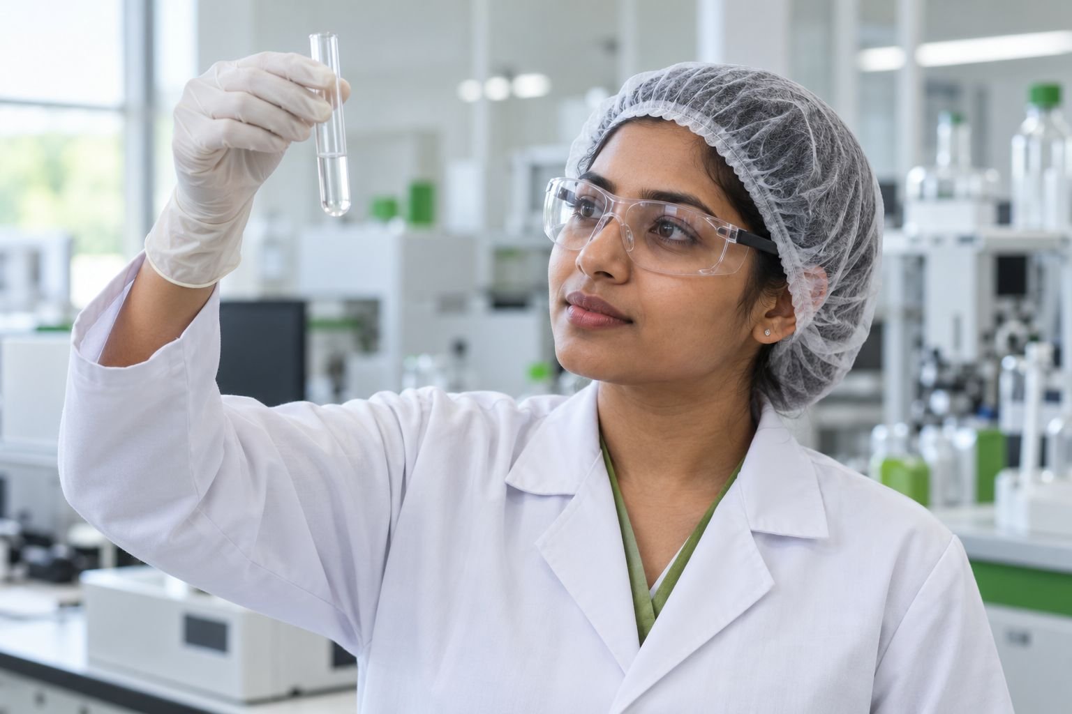 Quality control analyst checking a sample in the laboratory
